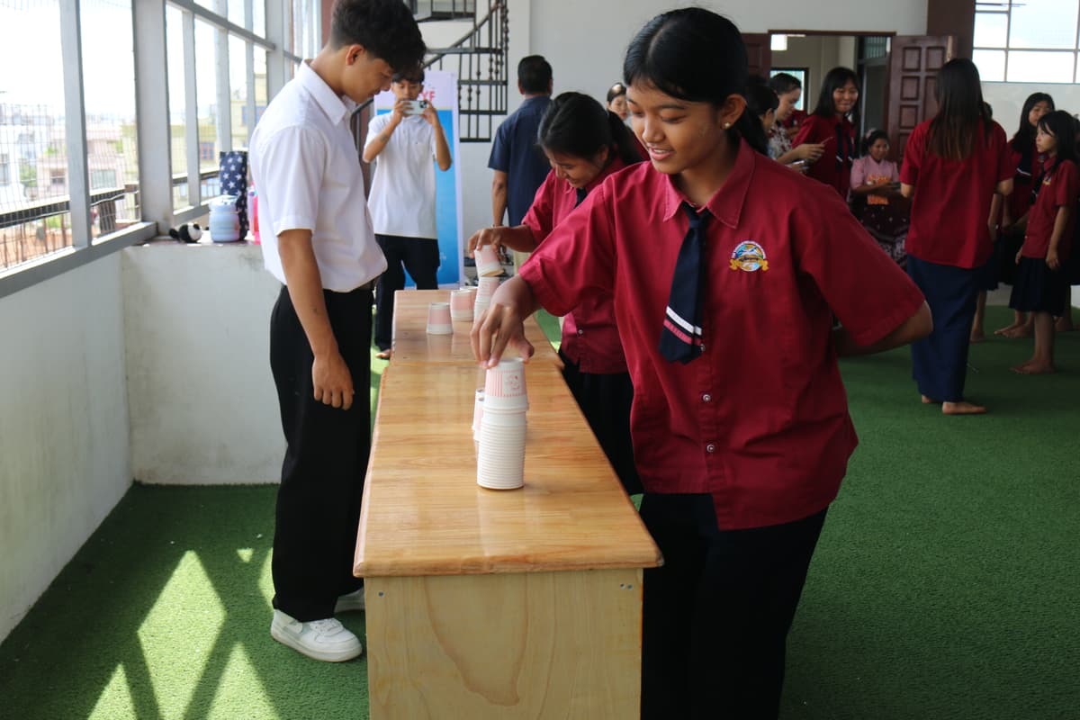 Students doing focus and coordination activity