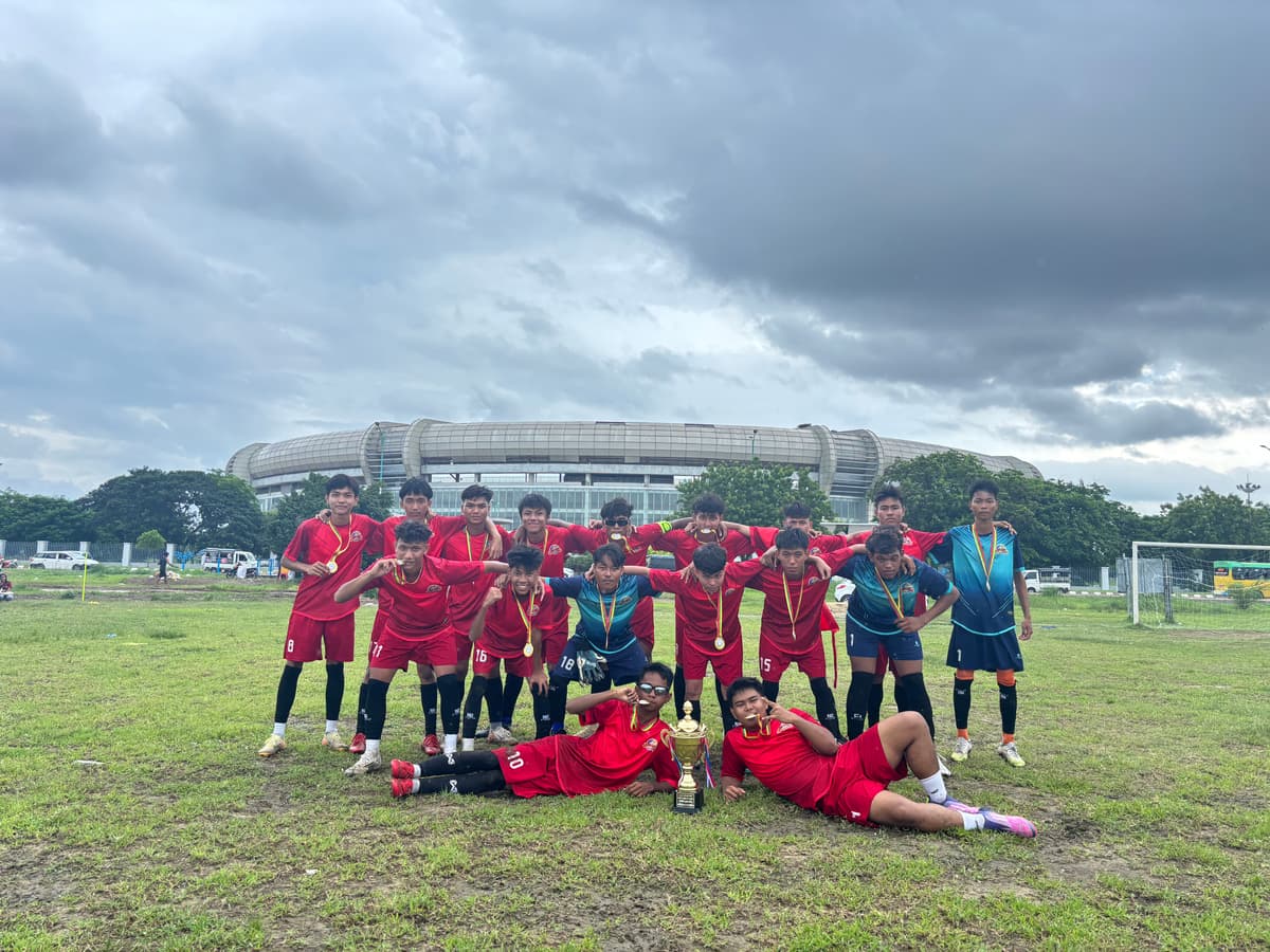 Students celebrating football victory